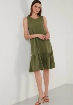 LELA REGULAR FIT MIDI - Vestido Informal - Khaki , Mujer -LELA Ventas 2024 069538f0ee5c43bfbb829d9de75afd97