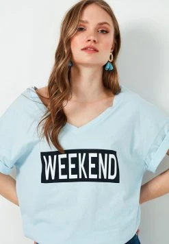 LELA Camiseta Estampada - Light Blue, Mujer