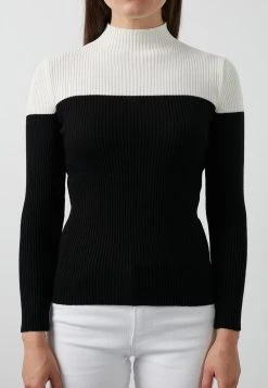 LELA Jersey De Punto - Ecru-black, Mujer