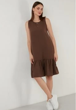 LELA REGULAR FIT MIDI - Vestido Informal - Brown, Mujer -LELA Ventas 2024 1268820f5cd04242a402c563845a1669
