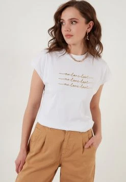 LELA CREW NECK - Camiseta Estampada - White , Mujer