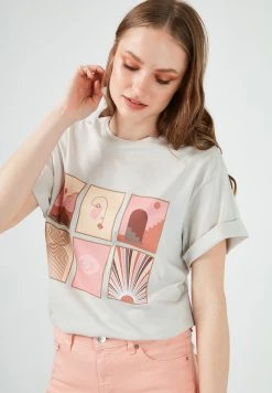 LELA Camiseta Estampada - Stone Colored , Mujer