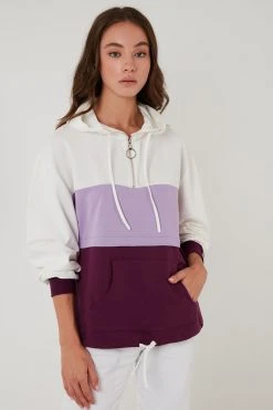 LELA Jersey Con Capucha - Ecru Lilac Purple, Mujer