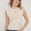 LELA CREW NECK - Camiseta Básica - Stone Colored , Mujer