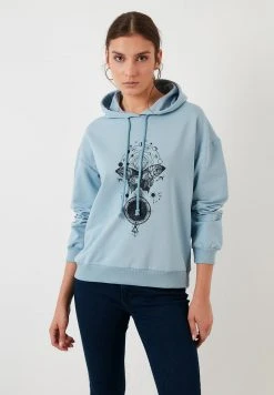 LELA Jersey Con Capucha - Light Blue, Mujer