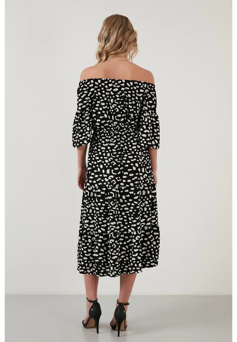 LELA FLOWERED CARMEN THREE QUARTER SLEEV - Vestido Informal - Black Lepoard , Mujer 3 LELA FLOWERED CARMEN THREE QUARTER SLEEV - Vestido Informal - Black Lepoard , Mujer - Imagen 3