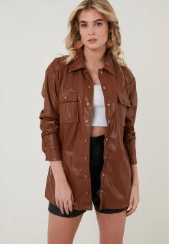 LELA Chaqueta De Cuero Sintético - Camel , Mujer -LELA Ventas 2024 2f01c1d1ba98422db9c651aa66bbeefa