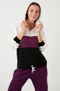 LELA Jersey Con Capucha - Ecru-purple-black, Mujer