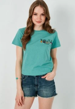 LELA Camiseta Estampada - Mint , Mujer