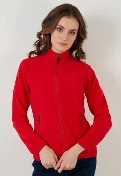 LELA HIGH COLLAR ZIPPER - Forro Polar - Red , Mujer