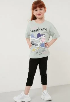 LELA REGULAR FIT T-SHIRT AND LEGGINGS - Leggings - Green, Niños