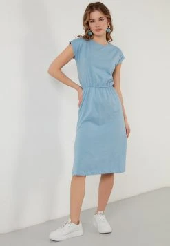 LELA SHORT SLEEVE - Vestido Informal - Baby Blue , Mujer