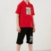 LELA REGULAR FIT T-SHIRT AND SHORTS - Shorts - Red , Niños