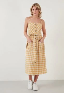 LELA Vestido Informal - Mustard Color , Mujer