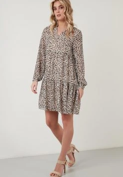 LELA LONG SLEEVE MINI - Vestido Informal - Leopard, Mujer -LELA Ventas 2024 52a04060121c4776af8d5045085f874d