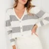 LELA BUTTON-DOWN V-NECK - Chaqueta De Punto - Grey, Mujer