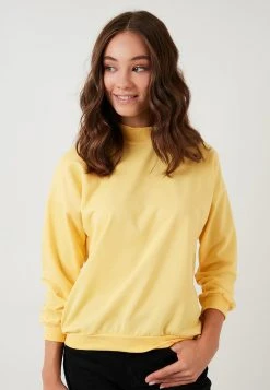 LELA HIGH COLLAR BASIC SWEATSHIRT - Sudadera - Yellow , Mujer