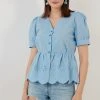 LELA REGULAR FIT - Blusa - Blue , Mujer