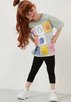 LELA REGULAR FIT T-SHIRT AND LEGGINGS - Leggings - Green , Niños