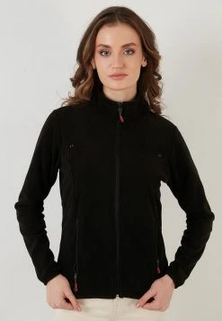 LELA HIGH COLLAR ZIPPER - Forro Polar - Black , Mujer