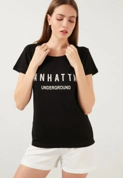 LELA Camiseta Estampada - Black , Mujer