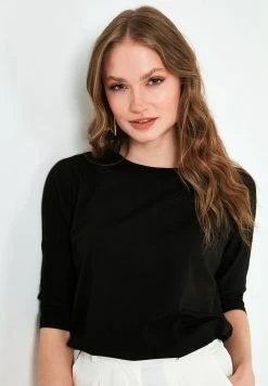 LELA Camiseta De Manga Larga - Black , Mujer