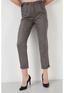 LELA HIGH WAIST TROUSERS - Pantalones - Dark Beige , Mujer