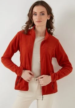 LELA HIGH COLLAR ZIPPER - Forro Polar - Orange , Mujer