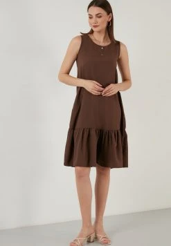 LELA REGULAR FIT MIDI - Vestido Informal - Brown, Mujer -LELA Ventas 2024 717141e54da041b9978e503ec145a433