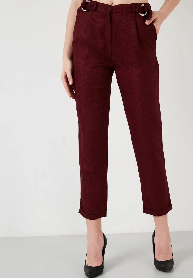 LELA HIGH WAIST TROUSERS - Pantalones - Bordeaux , Mujer 1 LELA HIGH WAIST TROUSERS - Pantalones - Bordeaux , Mujer