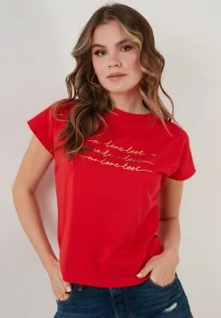 LELA CREW NECK - Camiseta Estampada - Red , Mujer