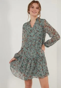 LELA LONG SLEEVE MINI - Vestido Informal - Mint, Mujer