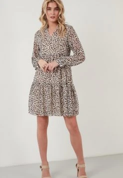 LELA LONG SLEEVE MINI - Vestido Informal - Leopard, Mujer -LELA Ventas 2024 8499405f99c94322b4c98f1c2c911781