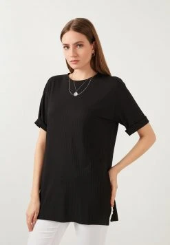LELA OVERSIZE CREW NECK SLIT DETAILED - Blusa - Black , Mujer -LELA Ventas 2024 87ae5288f6c6427ea3dd7fc7864793fb