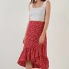 LELA REGULAR FIT - Falda Acampanada - Red, Mujer