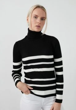 LELA Jersey De Punto - Black-ecru, Mujer