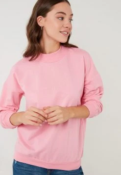 LELA HIGH COLLAR BASIC SWEATSHIRT - Sudadera - Pink, Mujer