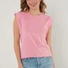 LELA CREW NECK - Camiseta Básica - Pink Melange , Mujer