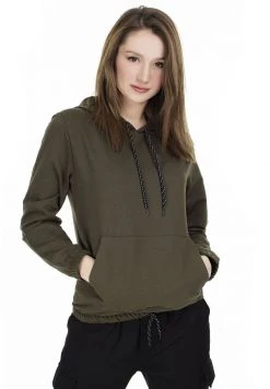 LELA Jersey Con Capucha - Khaki, Mujer