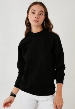 LELA HIGH COLLAR BASIC SWEATSHIRT - Sudadera - Black , Mujer