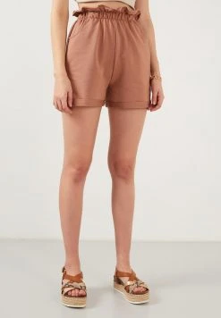 LELA WITH ELASTIC WAIST POCKETS - Shorts - Biscuit Color , Mujer