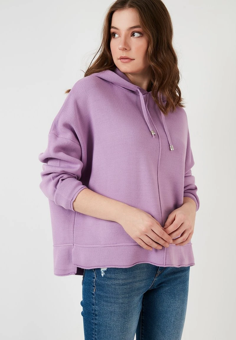 LELA HOODED OVERSIZED - Jersey De Punto - Lilac , Mujer 1 LELA HOODED OVERSIZED - Jersey De Punto - Lilac , Mujer