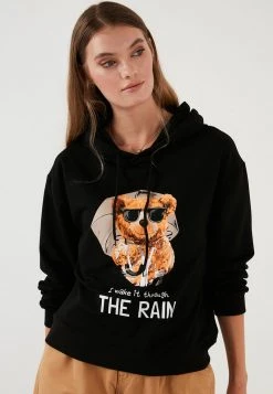 LELA Jersey Con Capucha - Black , Mujer