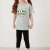 LELA REGULAR FIT T-SHIRT AND LEGGINGS - Leggings - Green , Niños