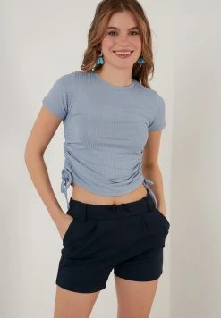 LELA SLEEVE BLOUSE - Camiseta Estampada - Baby Blue , Mujer