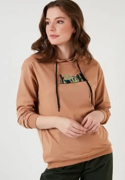 LELA HOODED REGULAR FIT - Jersey Con Capucha - Biscuit Color, Mujer