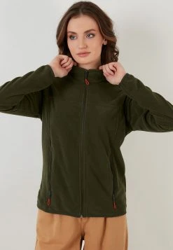 LELA HIGH COLLAR ZIPPER - Forro Polar - Khaki, Mujer -LELA Ventas 2024 f916039e740e4a9d8383c67fa1bc390b