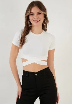 LELA SLIM FIT - Camiseta Estampada - Ecru , Mujer